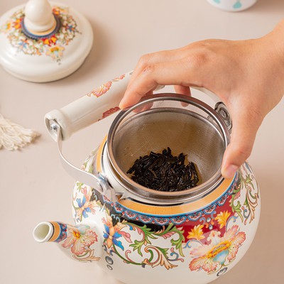 Men tráng men Bình đun nước trà đặc biệt nhỏ nhỏ nấu trà sữa với bộ lọc trà cách khí Bếp điện từ