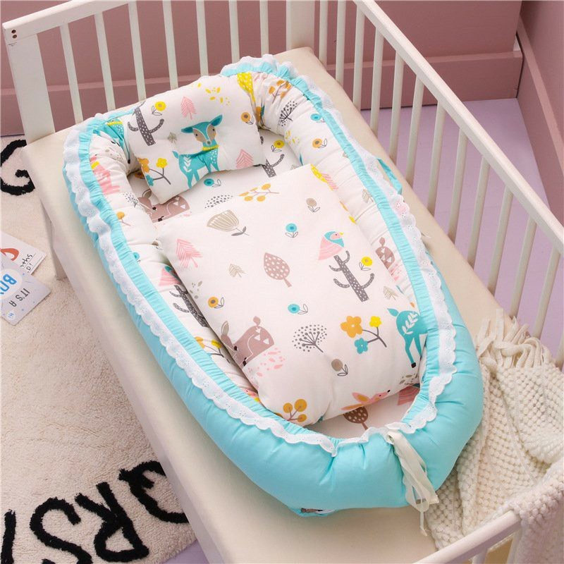 Set đệm nôi đệm ngủ cho bé sơ sinh kèm chăn gối chất liệu cao cấp BaByC