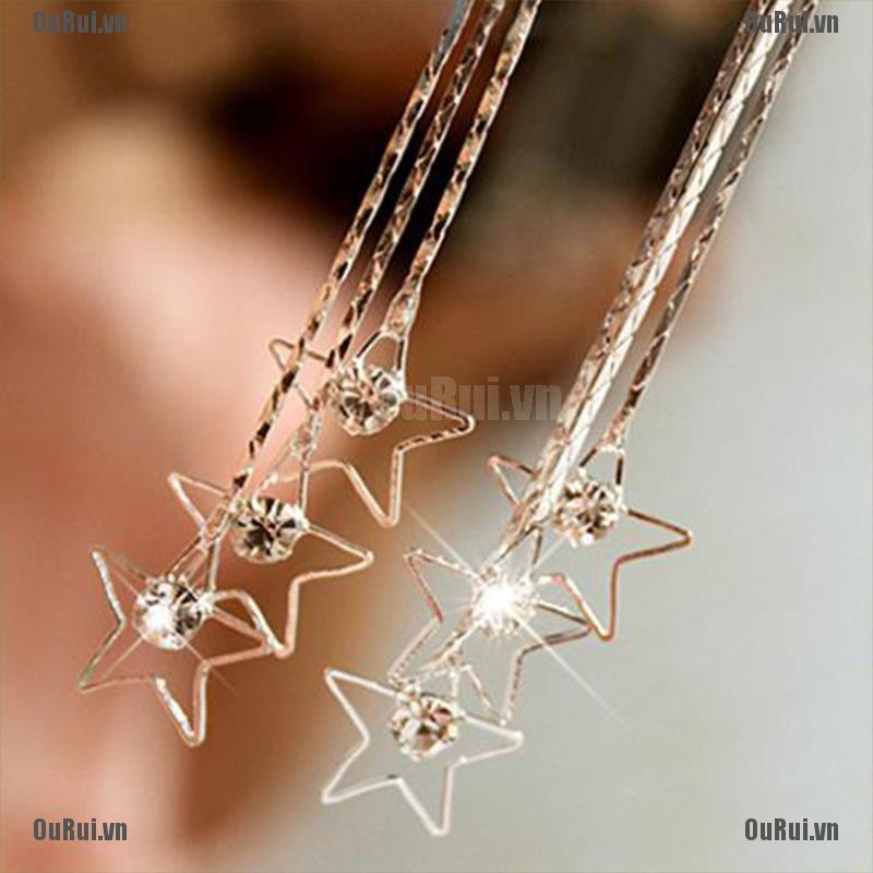 (FCC) Khuyên Tai Dáng Dài Đính Đá Thời Trang Cho Nữ