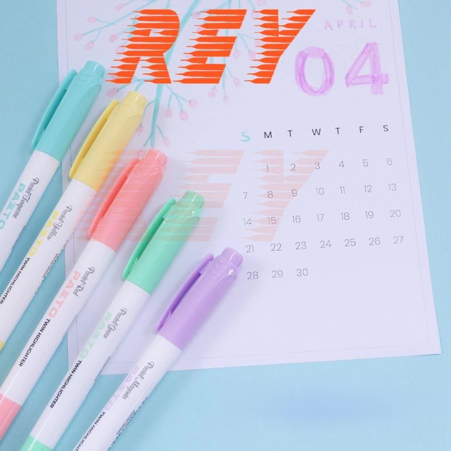 HỘP 5 màu bút dạ quang tông màu pastel nhẹ nhàng HL-016 𝑻𝒉𝒊𝒆̂𝒏 𝑳𝒐𝒏𝒈