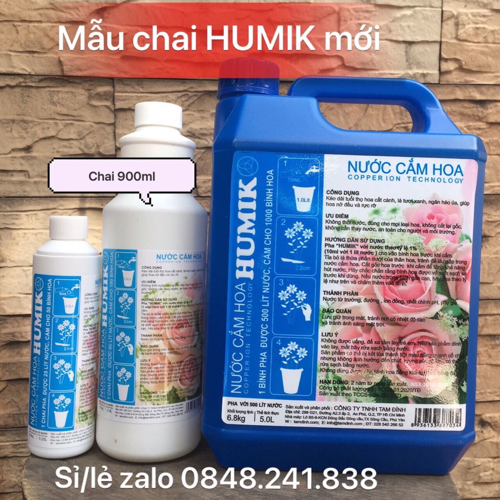 Combo 02 chai nước cắm hoa Humik công nghệ ion đồng 250ml