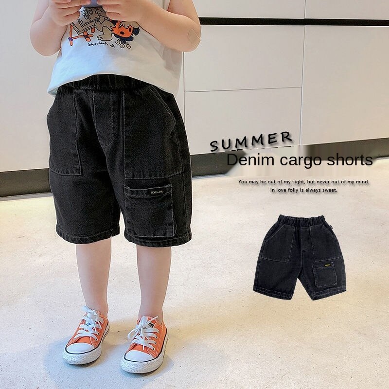 Quần Short Jeans Lưng Thun Thời Trang Cho Bé Trai