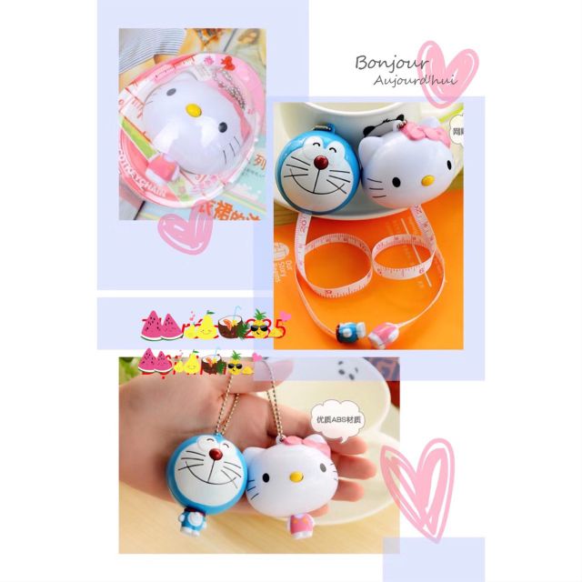 Thước dây hellokitty/ doremon 1m- văn phòng phẩm