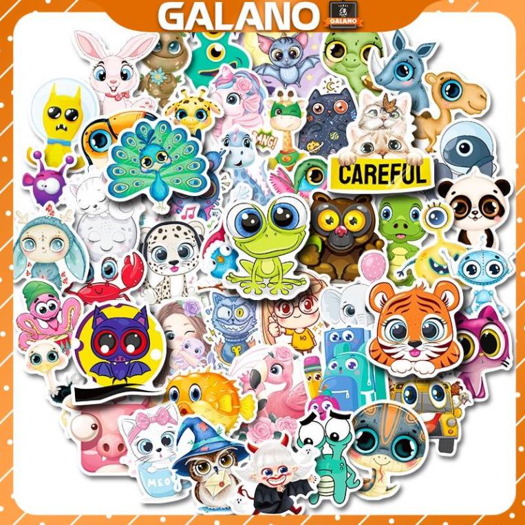 Sticker trang trí sổ GALANO set 50 sticker trang trí sổ họa tiết hoạt hình vui nhộn SS-001419