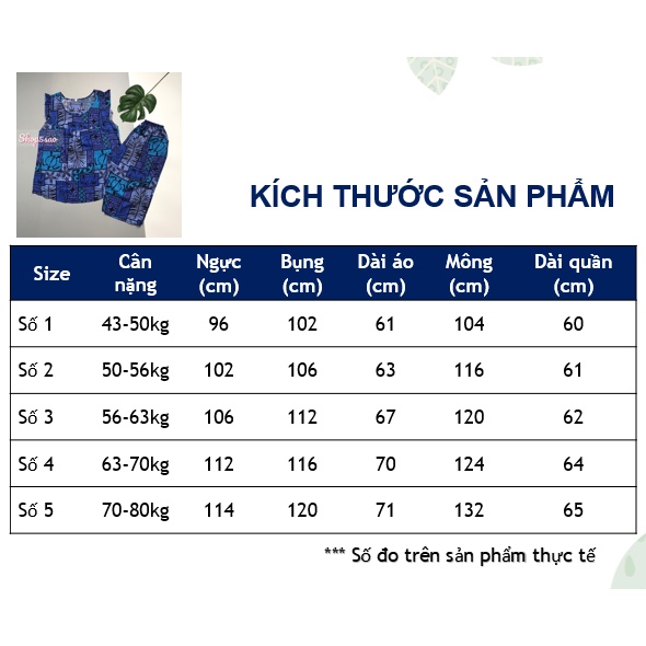 Đồ bộ lanh (tole) mặc nhà trung niên SHOP5SAO quần lửng có túi (50-63kg)