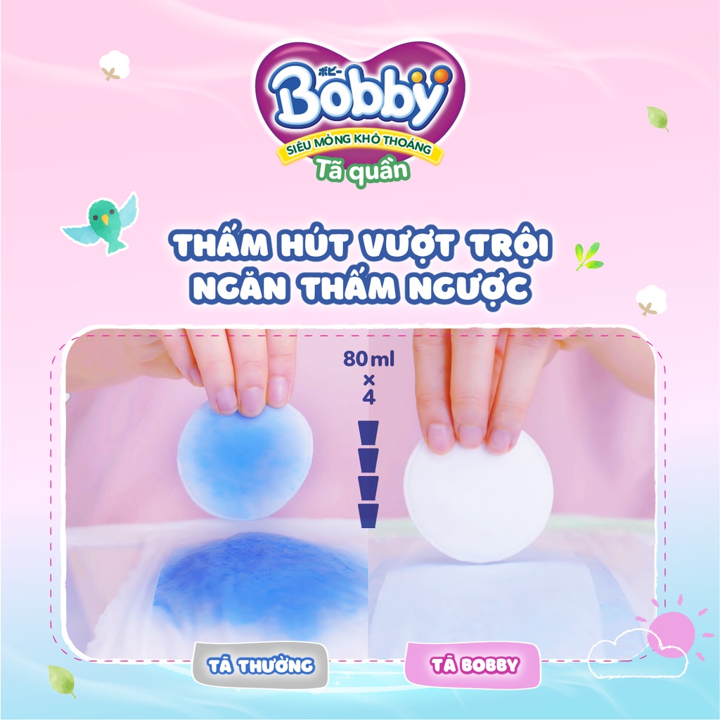 Tã quần Bobby lõi nén thần kì 3mm M60/L52 - Tặng thêm 8 miếng phiên bản mùa hè