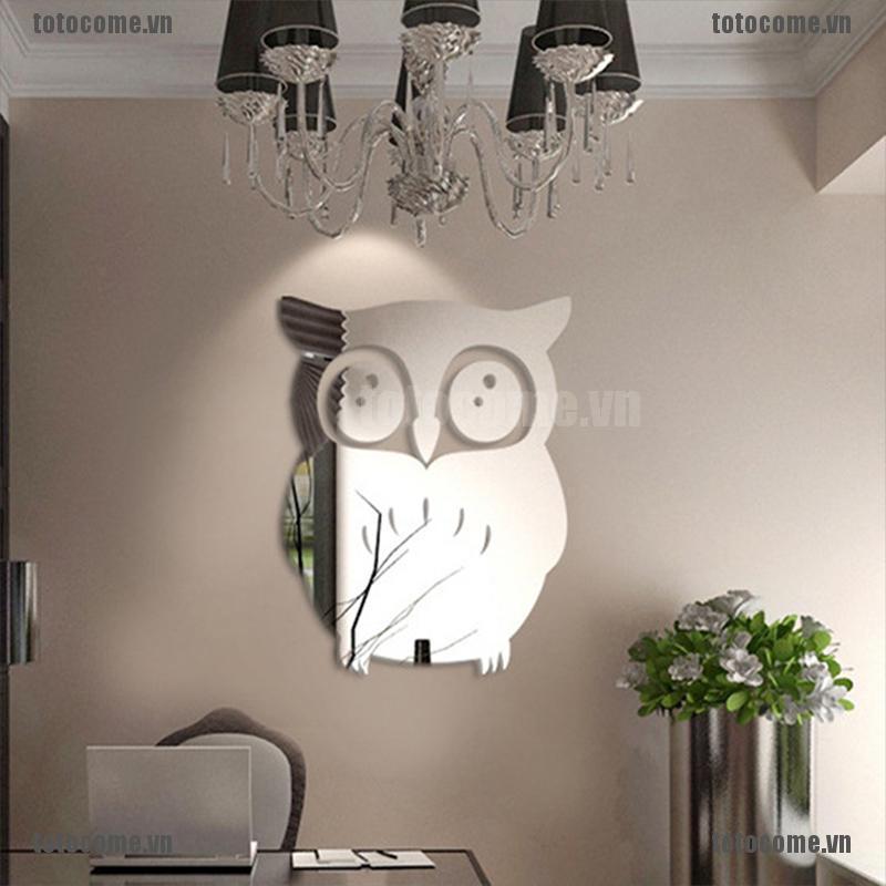 TOTO decal dán tường Họa Tiết 3d Hình Con Cú Màu Gương Dùng Trong Trang Trí Nhà