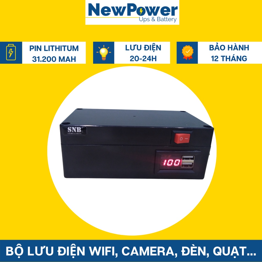 Bộ lưu điện gia đình 31.200mAh, sạc nhanh cho điện thoại, UPS 12V dùng cho camera,wifi..mới 100%,BH 12th (SNB12104-3)