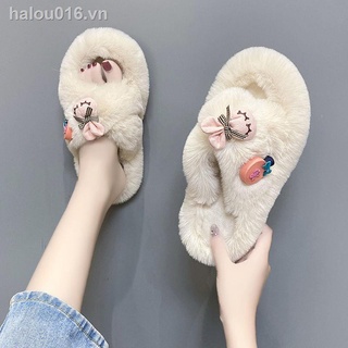 Dép Bông Đi Trong Nhà Đế Bằng Chống Trượt Họa Tiết Hoạt Hình Dễ Thương Cho Nữ