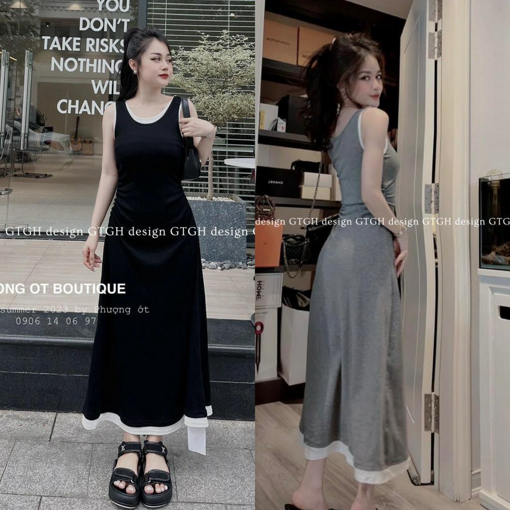 Siuu phẩm váy sát nách rúm eo dáng dài so hott hàng QC