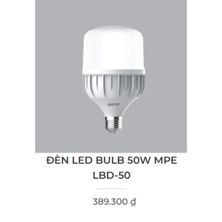 Đèn led bulb MPE 20w 30w 40w 50w AS trắng - Vàng