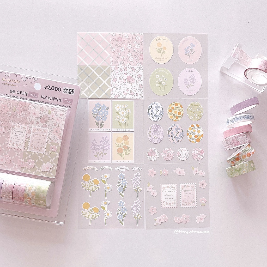 [Mã LIFEXANH03 giảm 10% đơn 500K] Spring collection Daiso Hàn - Stickers/ washi tape/ scrapbook