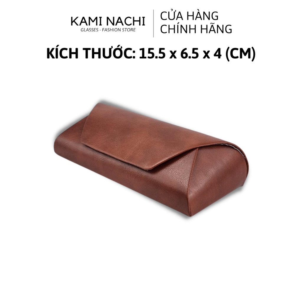 Hộp đựng mắt kính cao cấp bật nắp KAMI NACHI có nam châm chất liệu da PU