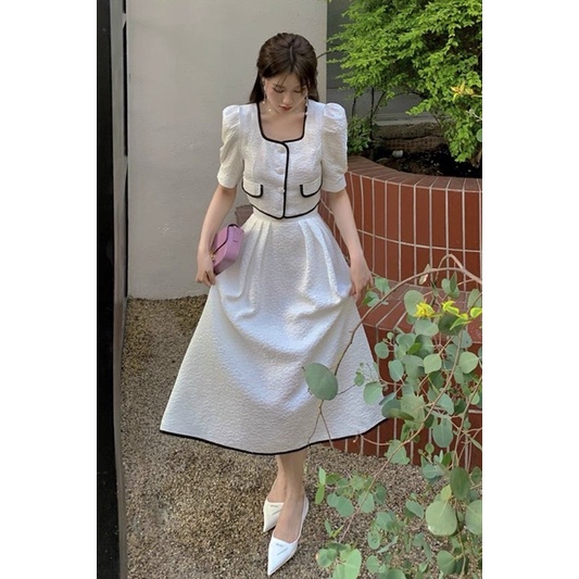 SET ÁO CROPTOP CHÂN VÁY VIỀN (NHÀ)