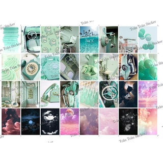 sticker aesthetic set  10 tấm