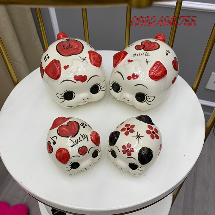 Heo đất mini cute, con lợn đất tiết kiệm size nhỏ dễ thương cho bé 7cm, 12cm