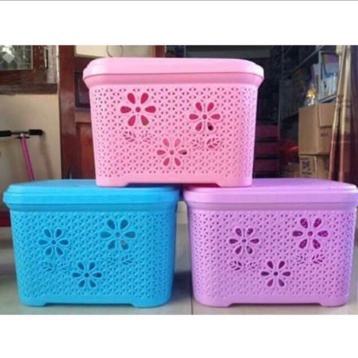 [Hot] Giỏ đựng đồ có nắp hoa Việt Nhật- Vật dụng sắp xếp đa năng cho mẹ và bé