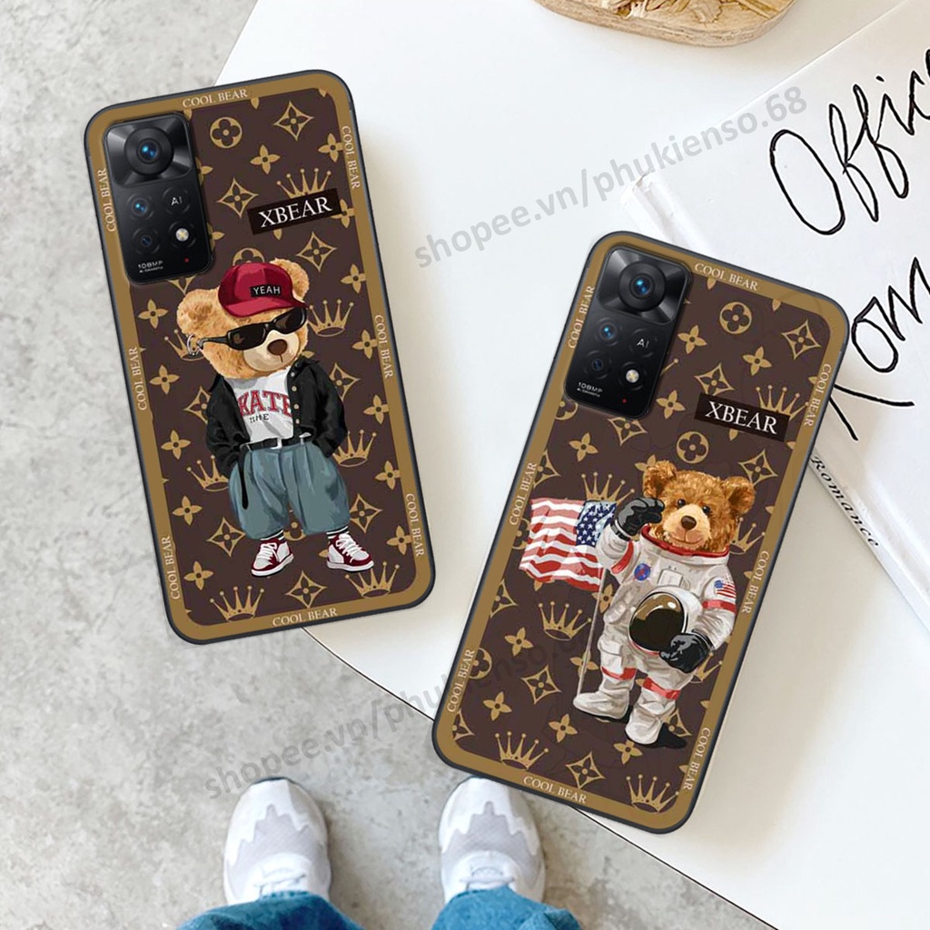 Ốp lưng điện thoại Xiaomi Redmi Note 11 4G / Note 11S / Note 11 Pro 5G in hình gấu bear, kaws, doremon thời trang, ốp lư