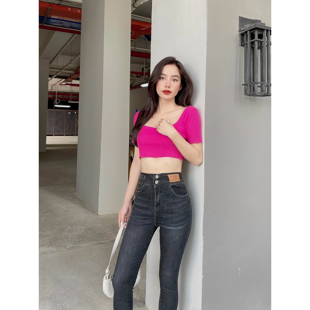 Quần jean nữ lưng cao dáng ôm, chất cotton co giãn 4 chiều QD010- K.A Jeans