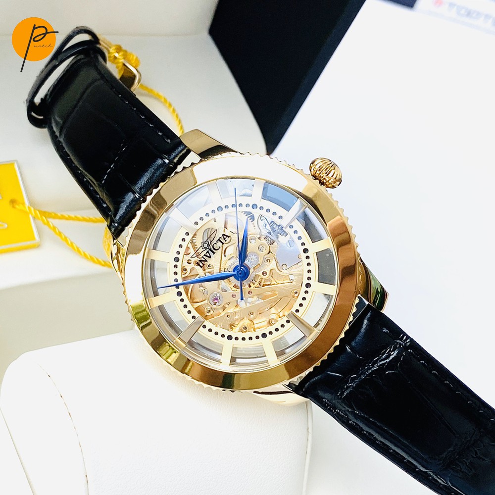 Đồng hồ Nam Invicta for Men 23638, lộ cơ toàn phần, rất hiếm trong tầm khúc, viền mạ vàng pvd lên tay cực đẹp