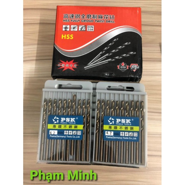 Mũi Khoan inox, sắt, gỗ đủ cỡ loại tốt hiệu Paska