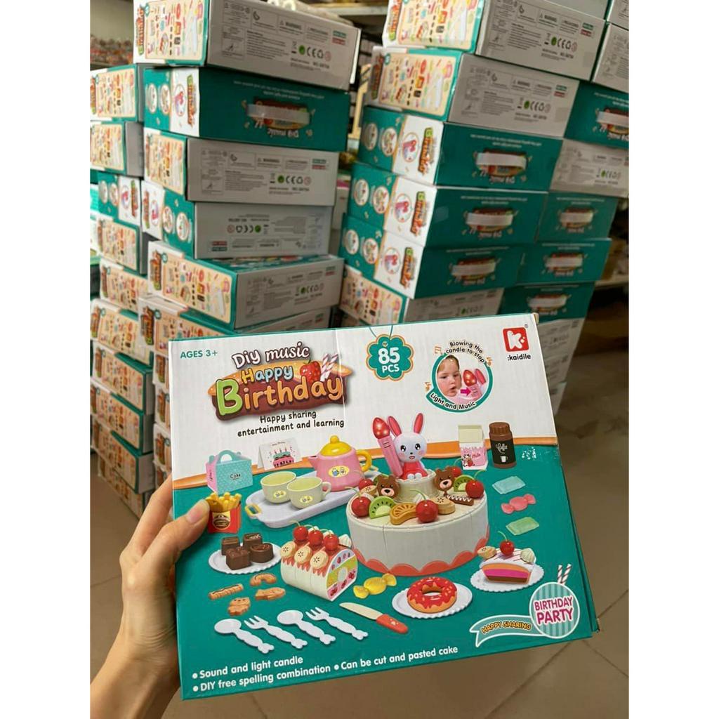Đồ Chơi Bánh Sinh Nhật Loại To 85 Chi Tiết Kèm Nhạc Và Đèn - Bánh Kem Sinh Nhật Cho Bé