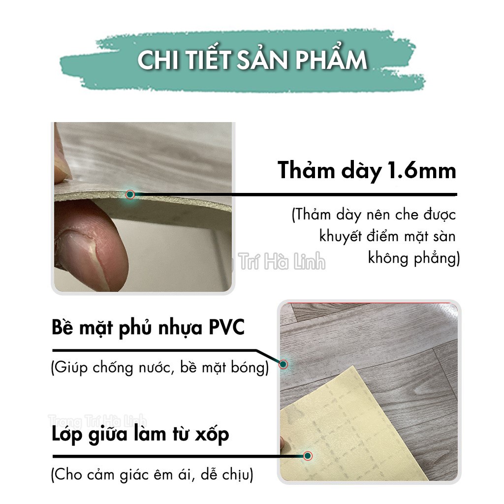 Simili lót sàn dày pvc vân gỗ chống nước xốp dày 1.6mm