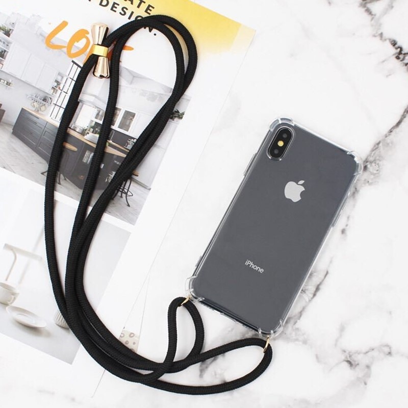 Samsung Galaxy A3 A5 A7 2017 Note 8 9 Casing Luxury Transparent Clear Phone Case Crossbody Necklace Cord Lanyards With Rope TPU Cover Soft Silicone Case