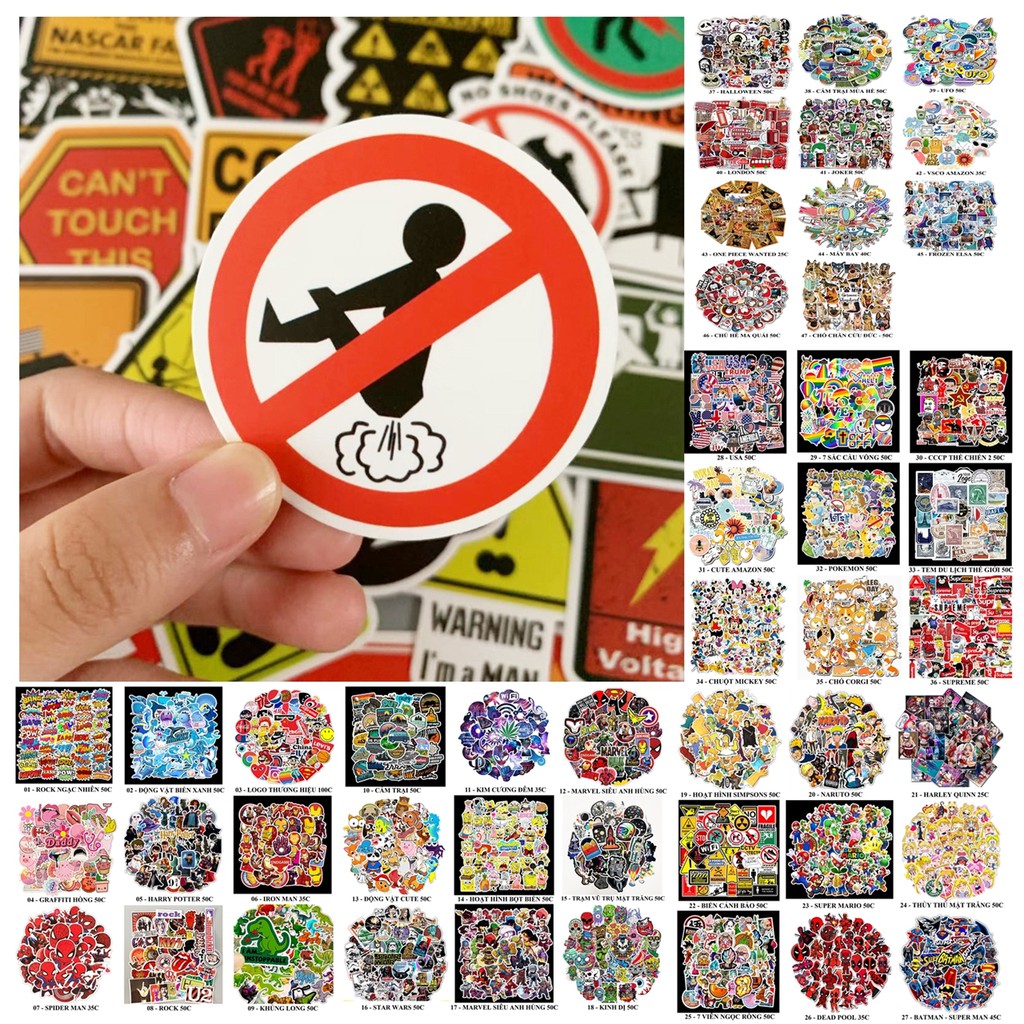 ĐỒ BUÔN - STICKER chống nước, dán mũ bảo hiểm, DÁN VALI DÁN laptop, DÁN BÌNH NƯỚC ĐỒ BUÔN GĂNG TAY thể thao