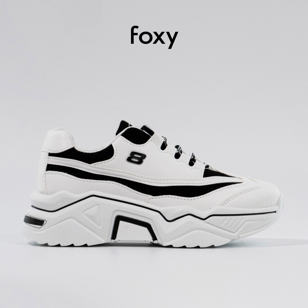 Giày Thể Thao Sneaker Nữ FOXY Độn Đế Phối Màu Trắng Đen - FOX014