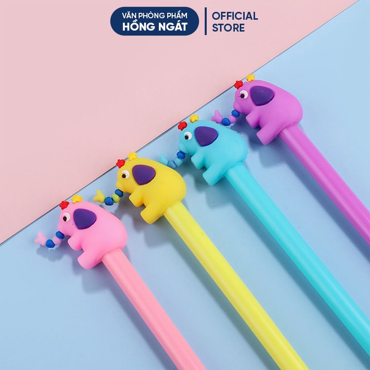Bút bi cute con voi, bút bi nước mực gel đen ngòi 0.5mm nhiều màu dễ thương đồ dùng học tập văn phòng phẩm B17