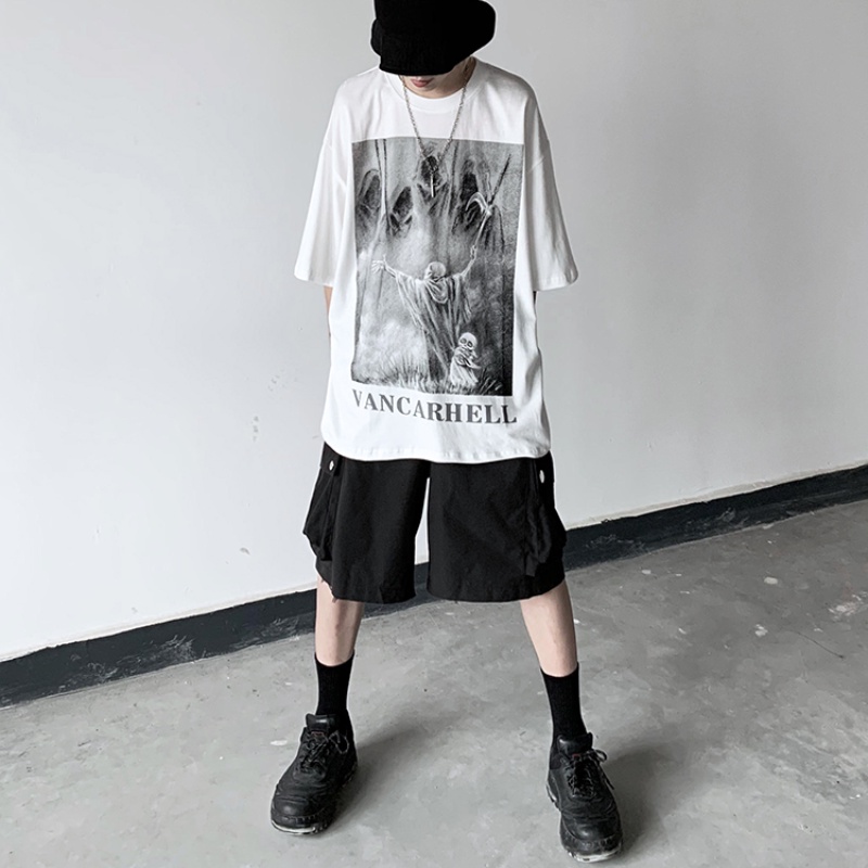 Áo thun tay ngắn cổ tròn in họa tiết độc đáo thời trang mùa hè dành cho nam size M-5Xl