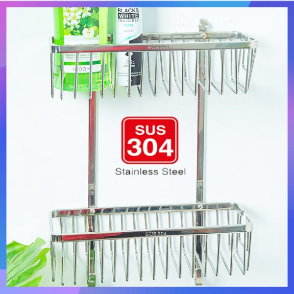 Kệ nhà tắm 2 tầng inox 304 cao cấp kiểu dạng lưới