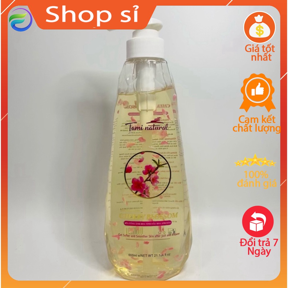 Sữa tắm cánh hoa tinh dầu hoa anh đào TAMI NATURAL 600ml