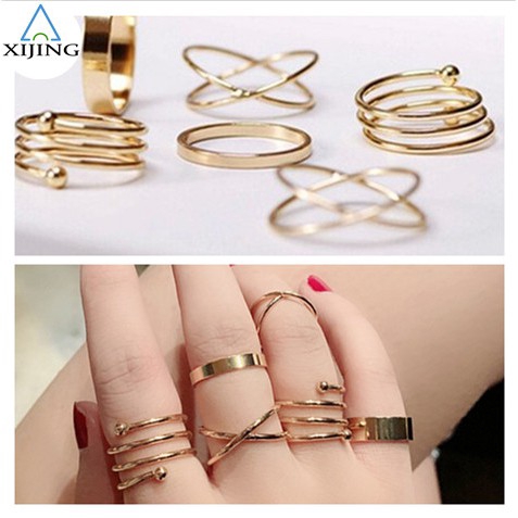 Set 6 Nhẫn Nữ Thời Trang Retro