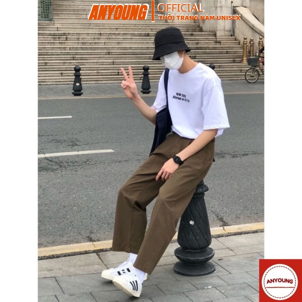 Quần Kaki Nam ANYOUNG quần nam ống rộng dáng suông UNISEX cao cấp thời trang Hàn Quốc QD320