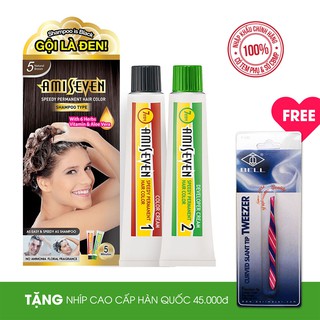 Nhuộm Phủ Bạc Dược Thảo dạng gội Số 5 Nâu tự nhiên - Hương Hoa Quả (60g+60g) Hàn Quốc + Tặng nhíp thời trang Hàn Quốc