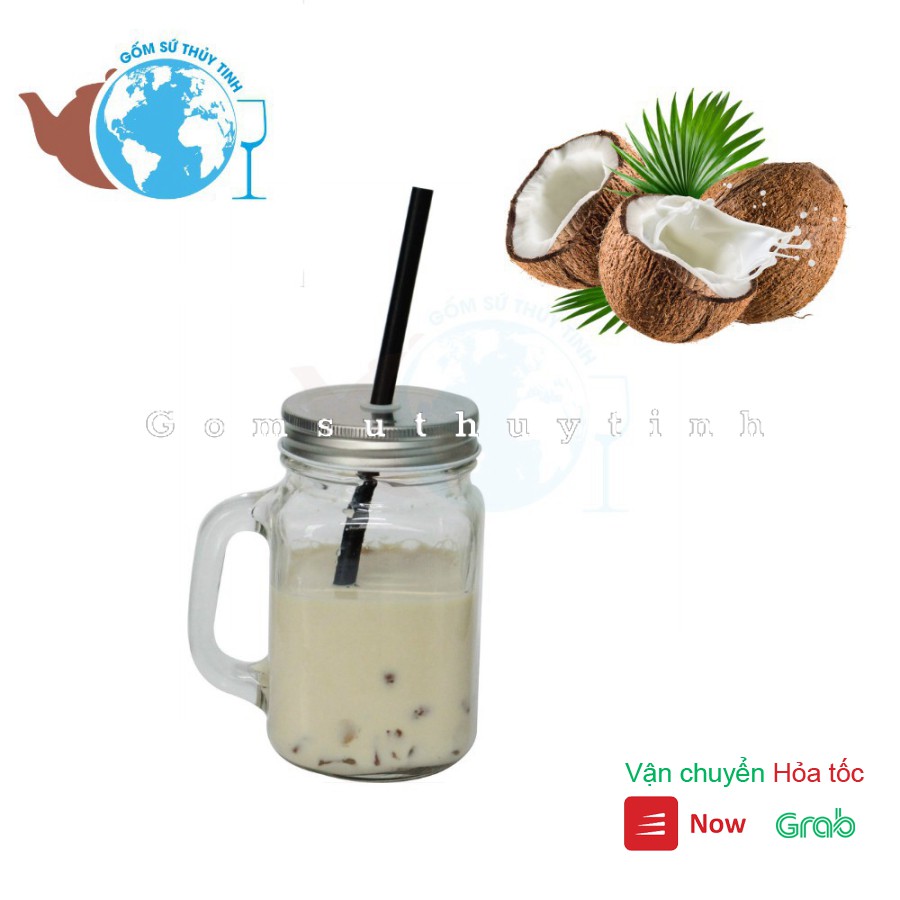 Ly thủy tinh/ Cốc thủy tinh có tay cầm 450ml