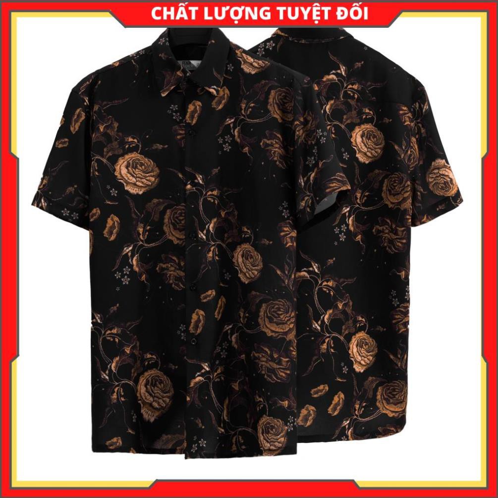 Áo Sơ Mi Gold Flo tay ngắn nam Cao Cấp form suông, Chất lụa chéo [Hàng Bao Đẹp]