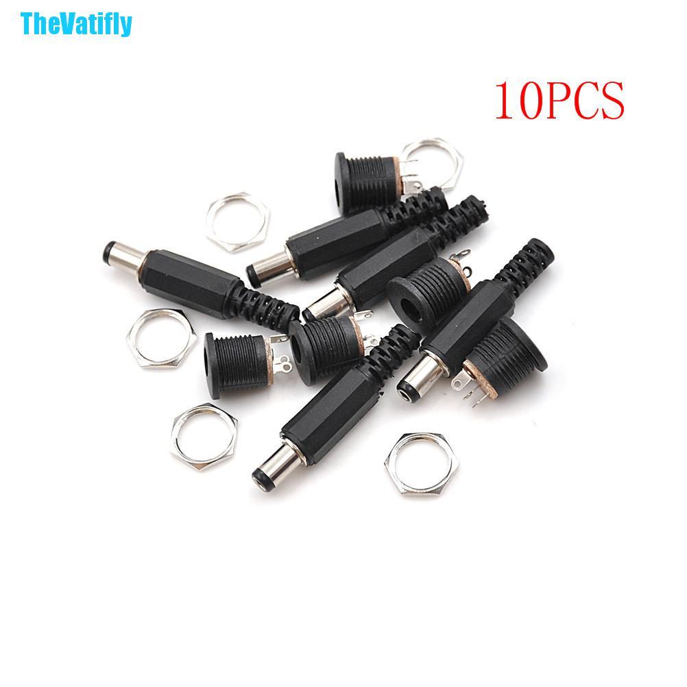 Bộ 10 Đầu Nối Ổ Cắm Cái + Phích Cắm 5.5x2.5 mm