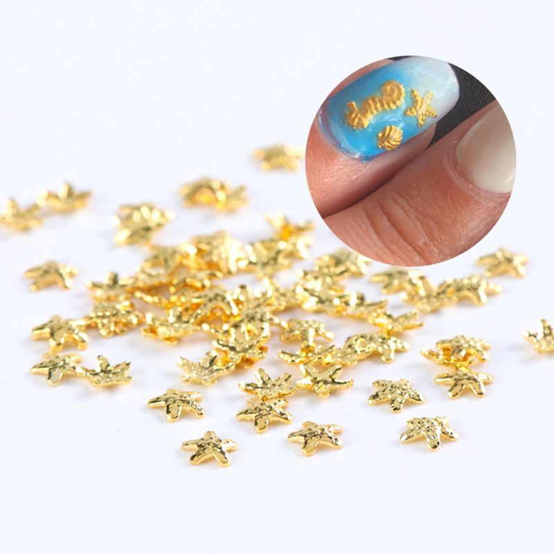 Hộp phụ kiện trang trí móng tay nghệ thuật kim loại kiểu vỏ sò sao biển mặt trời lấp lánh hỗn hợp 12 ngăn
