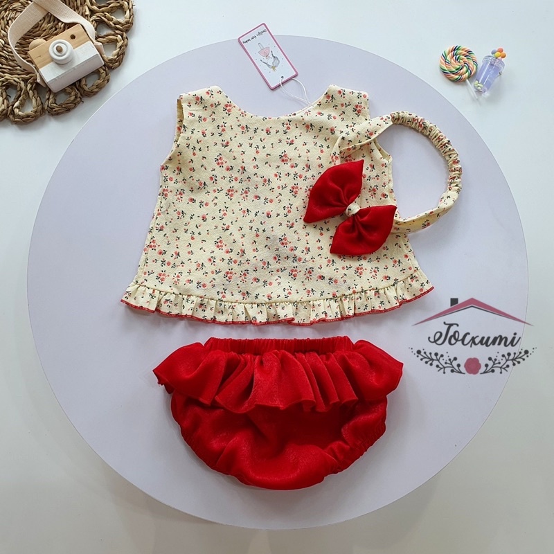 Bộ Chip bèo xinh yêu hoa Baby vạt chéo lưng - Tocxumi