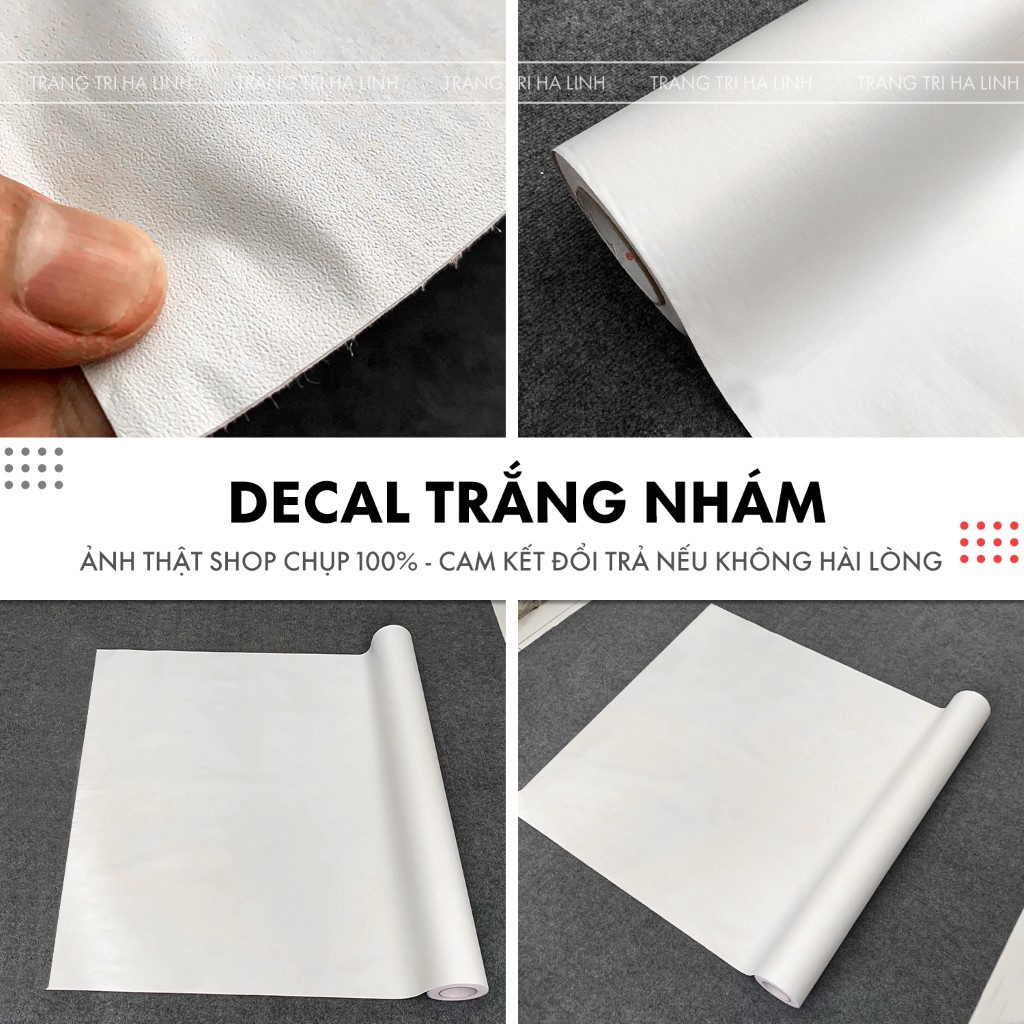 Decal trắng nhám bóng dán bàn tủ kính, dán xe màu đen hồng cam vàng đỏ khổ 1.2mx0.5m