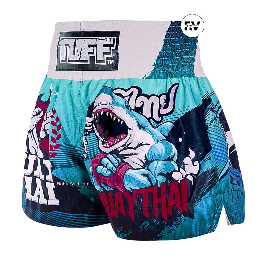 Quần TUFF Muay Thai Boxing Shorts The Carcharodon - Cá Mập Xanh
