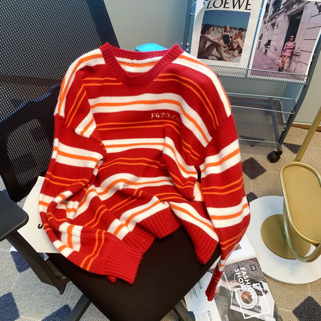 Áo Sweater Cổ Tròn Tay Dài Họa Tiết Kẻ Sọc Ngang Thời Trang Mùa Thu Mới Cho Nữ