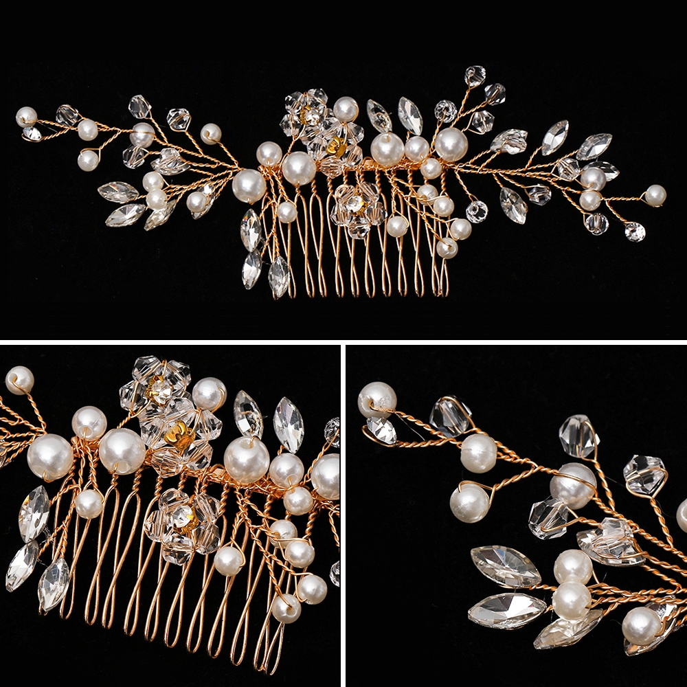 Lược cài tóc đính hạt ngọc trai cho cô dâu