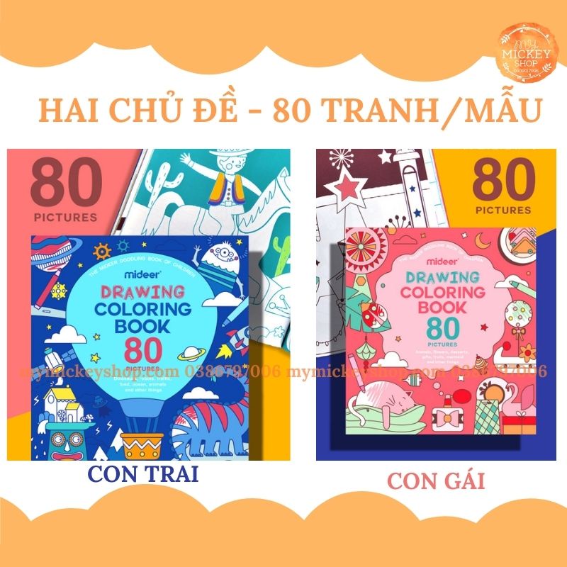 Tranh tô màu 2 chủ đề chính hãng Mideer Drawing Color cho bé học vẽ từ 3 4 5 tuổi My Mickey Shop