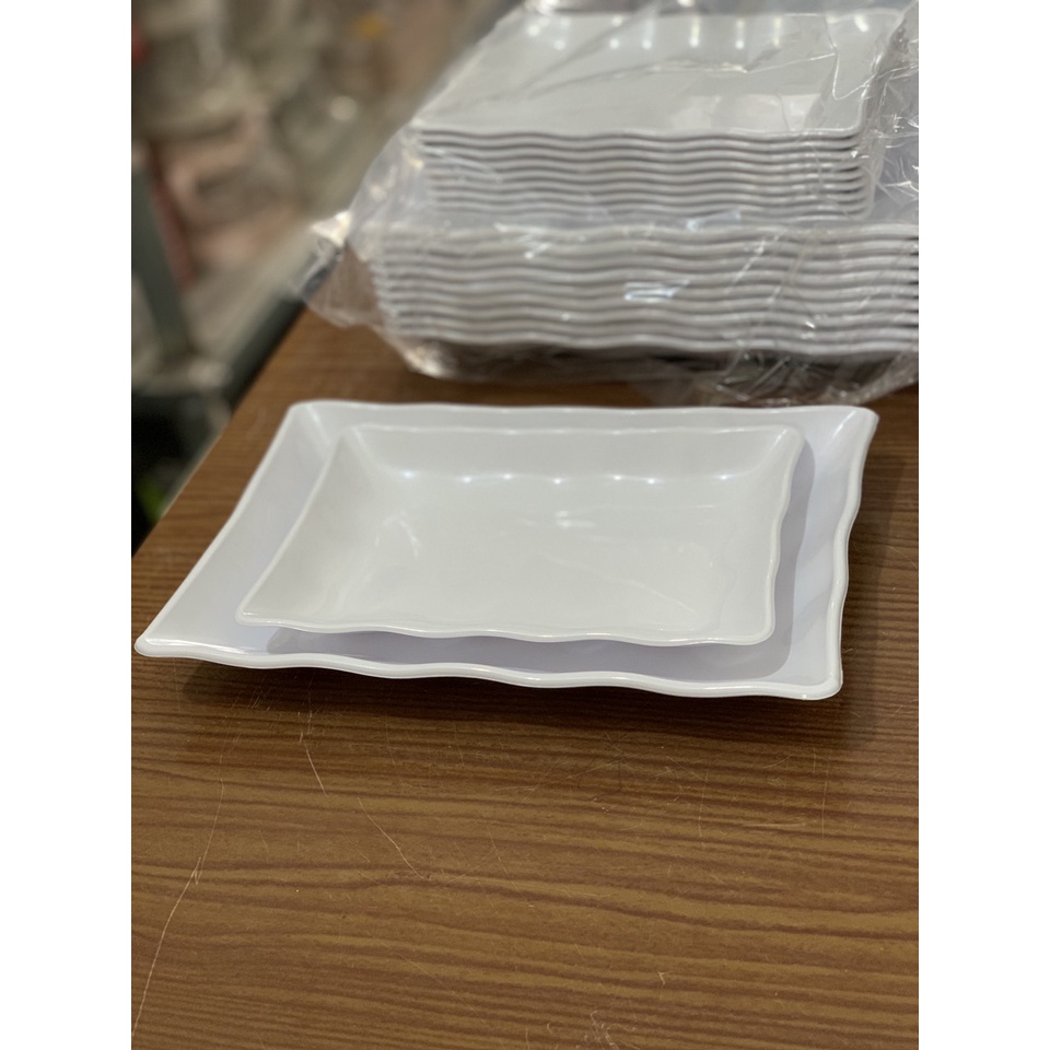 Đĩa nhựa phíp chữ nhật Việt Nhật 1256 1257 Đĩa dùng đám cưới nhà hàng quán ăn sang trọng cao cấp