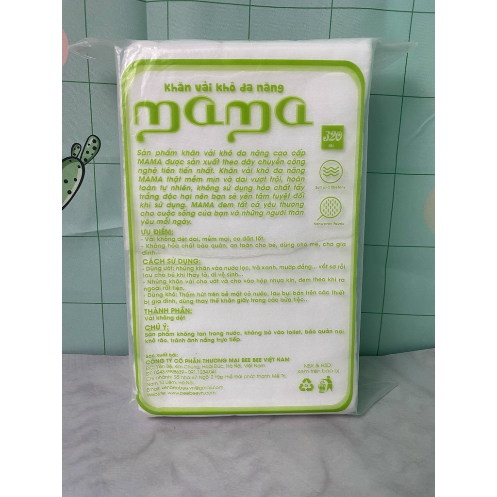 Khăn vải khô Mama Đa Năng Dùng Cho Trẻ Sơ Sinh và Người Lớn Có Da Nhạy Cảm - Chính Hãng