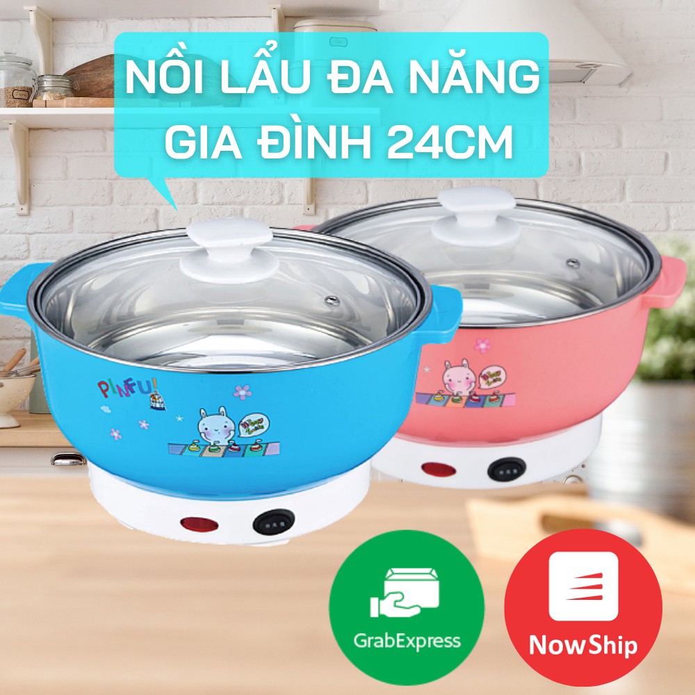 Nồi lẩu điện mini gia đình INOX 304 công suất 1000W - Bếp điện ăn lẩu ĐA NĂNG SIÊU TỐC